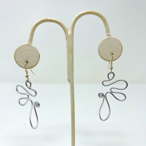 Handcrafted Earrings Wired Art Swirl Design  Fish‎ Hook Backs Very Lightweight